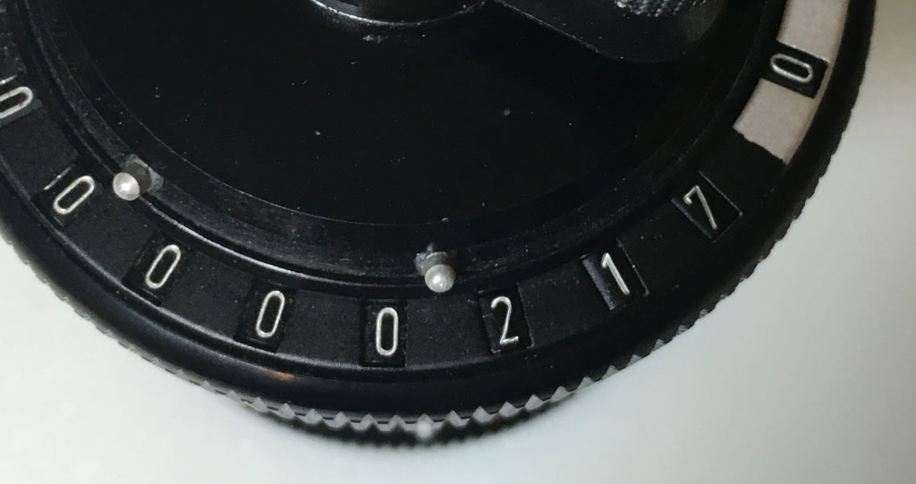 Curta accumulator showing 217