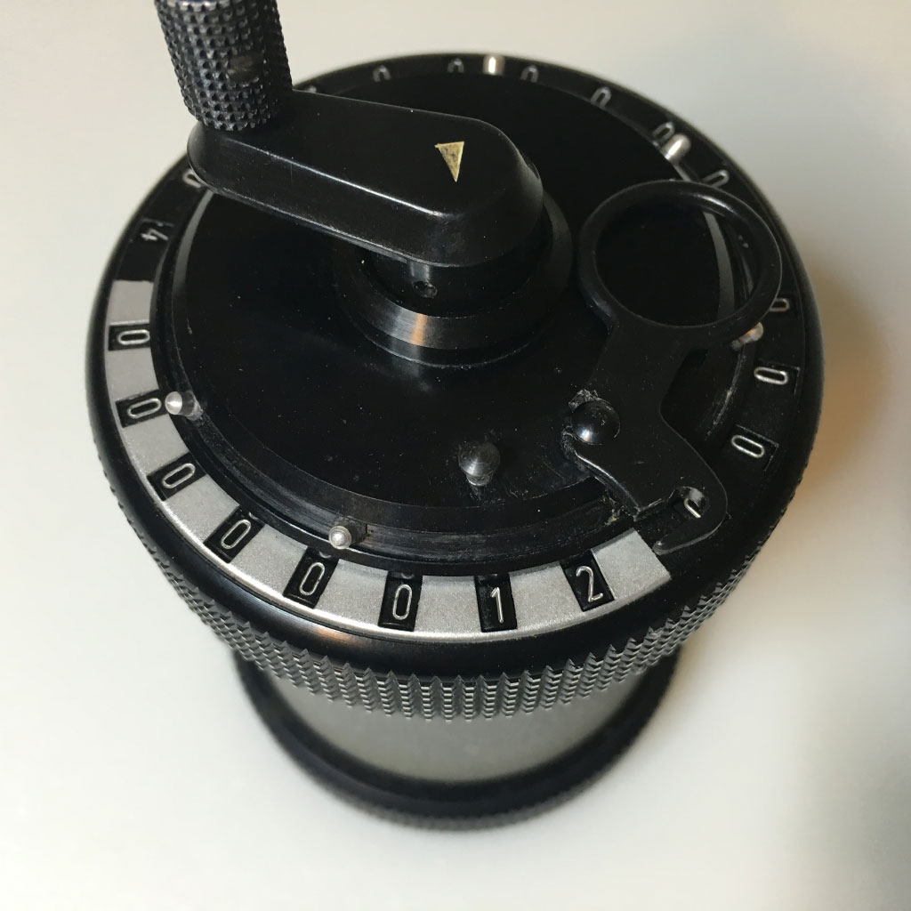 Curta crank counter showing 12