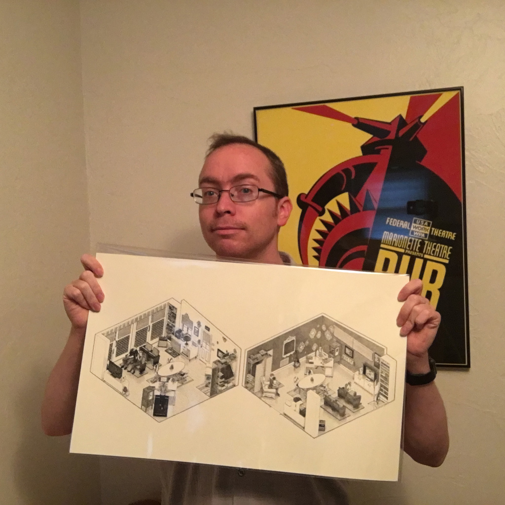 Holding the finished drawing!