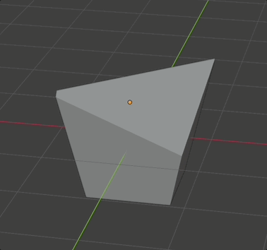 a really rough looking heptahedron made in Blender, looking somewhat like an angular paper hat